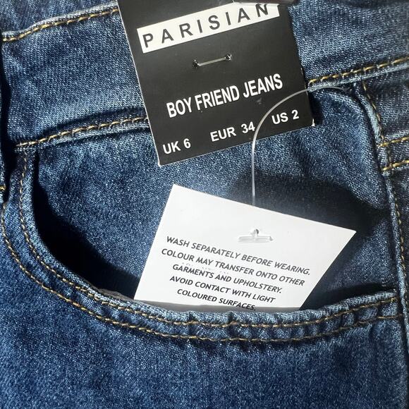 NWT Parisian ASOS Jeans Womens 2 Medium Wash Distressed Boyfriend Rigid Y2K - Picture 7 of 7